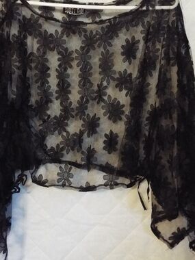 Street Code Sheer Black Floral Mesh Blouse Size Medium